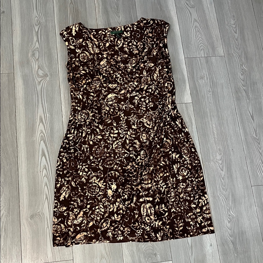 Ralph Lauren Brown and Cream Floral Dress